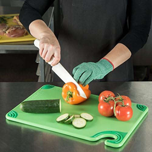 San Jamar Saf-T-Grip Plastic Cutting Board with Safety Hook, 12" x 18" x 0.5", Green (Pack of 2)