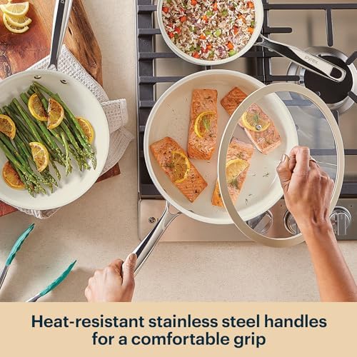 Pyrex 8-Piece Ceramic Cookware Set, Pots and Pans with Lids & Handles