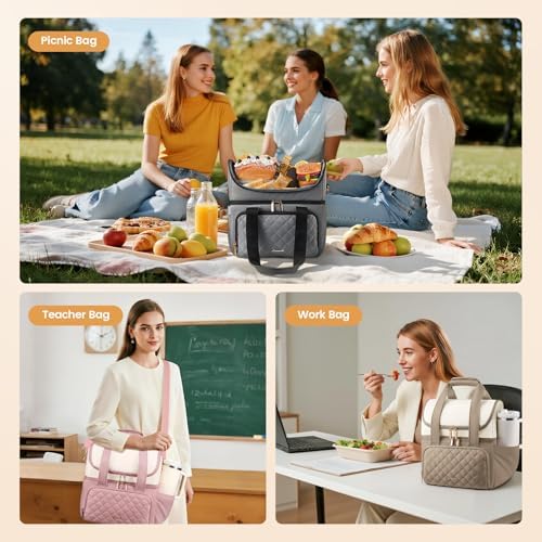 LOVEVOOK Insulated Lunch Box for Women,Large Double Deck Adult Lunch Bag