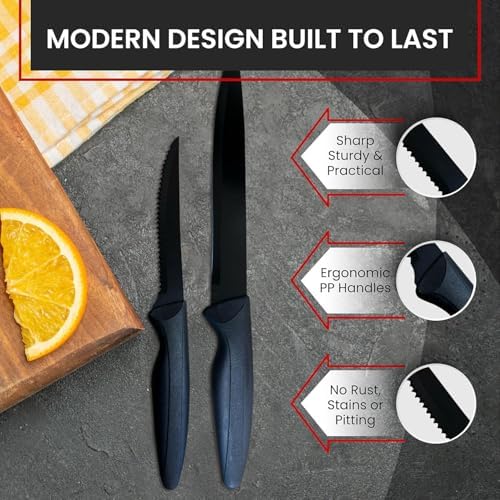 20-Piece Kitchen Knife Set with Acrylic Block, High Carbon Stainless Steel Chef Knife Set with Steak Knives, Sharpener & Scissors, Dishwasher Safe, Anti-Slip Ergonomic Handle, Black