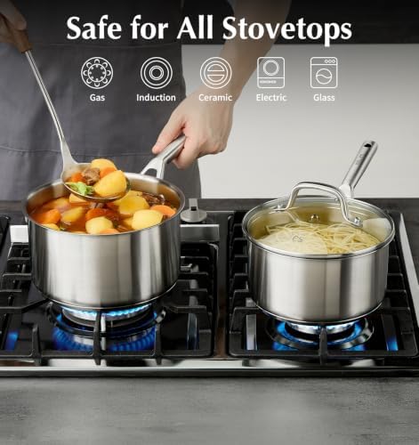 KOCH SYSTEME CS Stainless Steel Saucepan Set, 1QT & 2.5QT & 3QT Pot Set