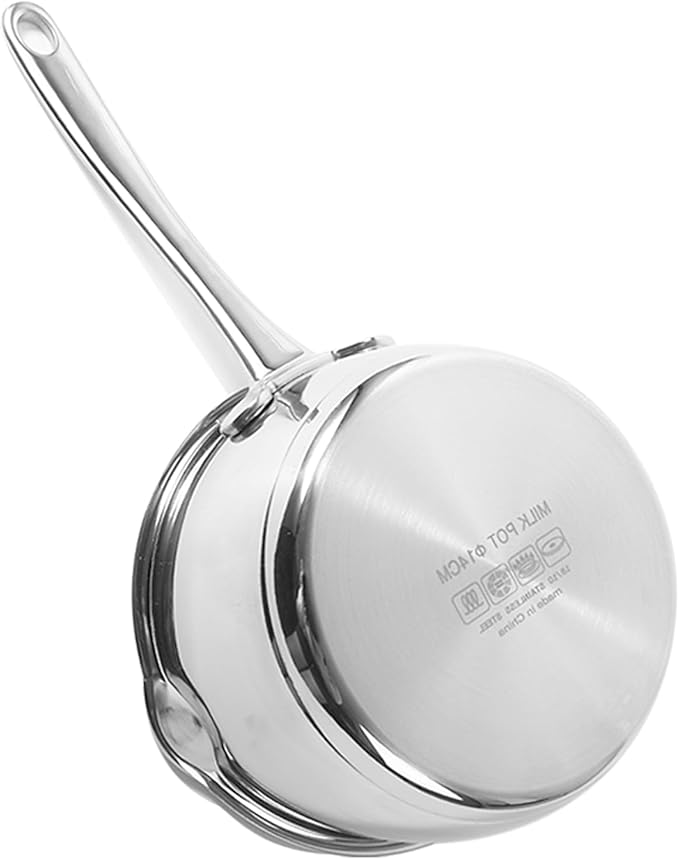 IMEEA Small Saucepan for Melting Butter Heavy Duty 18/10 Tri-Ply Stainless Steel Butter Warmer with Dual Pour Spouts, 0.75-Quart