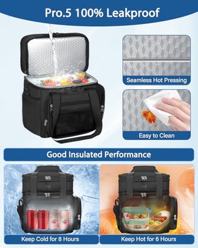 Expandable Lunch Box Men Insulated Double Deck Leakproof Cooler Bag