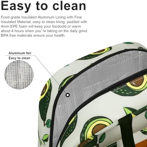 BALORAY Lunch Bag for Women Men Adult Lunch Box (Avocado), M