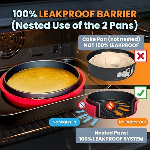Spring Form Pan for Cheesecake, 9 Inch with Leakproof Silicone Sleeve