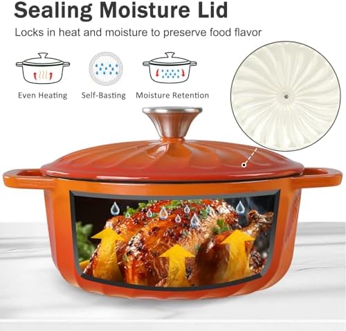 Enameled Cast Iron Dutch Oven Pot with Lid, 3 QT Small Dutch Oven