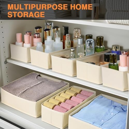 Drawer Organizer Clothes, Nursery Dresser & Closet Storage, Beige, 15 Pack