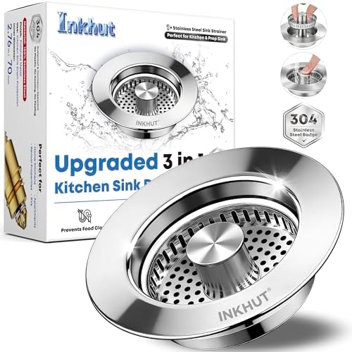 Upgraded 3 in 1 Kitchen Sink Drain Strainer (Mirror Silver)