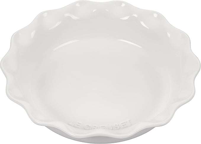 Le Creuset Stoneware Set of 2 9" Heritage Fluted Pie and 9" Fluted Loaf Dish, White