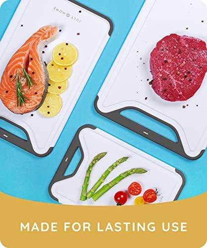 Cutting Boards for Kitchen, Plastic Cutting Board, Dishwasher Safe Cutting Board with Juice Grooves, Thick Chopping Board Easy Grip Handle & Non-Slip (Black, 16"x10")