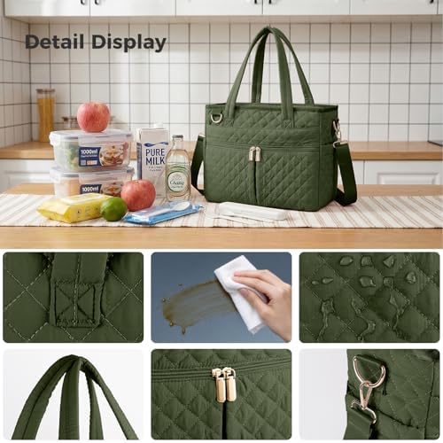 Large Lunch Box for Women, Insulated Lunch Bag for Work, Green