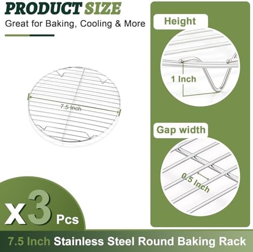 P&P CHEF Round Cooking Rack, Cooling Rack for Steamer, 7.5”, Silver