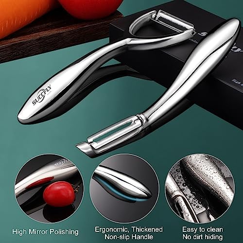 SUCCFLY Stainless Steel Vegetable Peeler Set, Premium Veggie Fruit Peeler