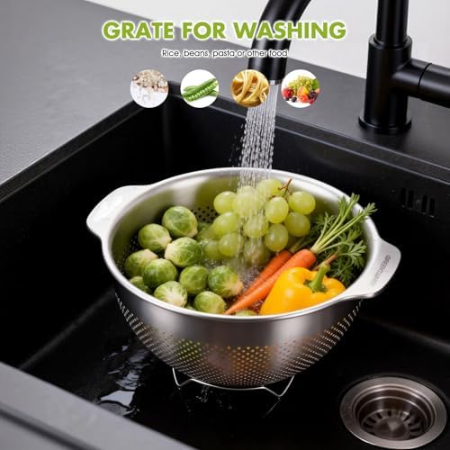 Greentainer Stainless Steel Colander with Handle (3.5QT)