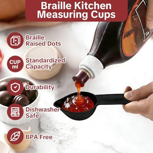 8-Piece Braille Measuring Set with Raised Braille Markings for Blind