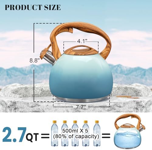GGC Whistling Tea Kettle for Stove Top, 3.2QT/3L Stainless Steel Tea Kettle