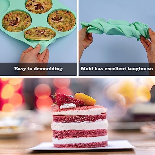 HUAKENER 2 Pcs Silicone Muffin Top Pan for Baking, 4 Inch Round Baking Mold