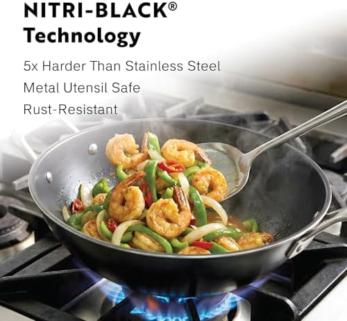 13 Inch Tri Ply Carbon Steel Wok Pan - Naturally Nonstick, Nitrided Carbon Steel - Lightweight, Non Toxic Cookware, No Coatings - Induction Wok, Oven, Outdoor Grill Cooking