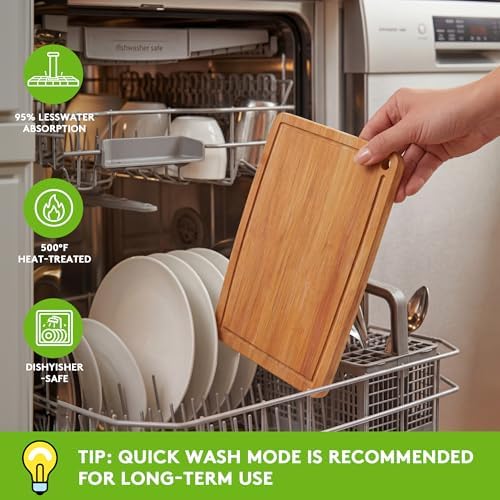 Bamboo Cutting Boards for Kitchen [Set of 2],Carbonized Wood Cutting Board Set with Deep Juice Groove for Chopping Meat, Vegetables, Fruits, Nuts,Lightweight & Durable,Ideal Kitchen Gift