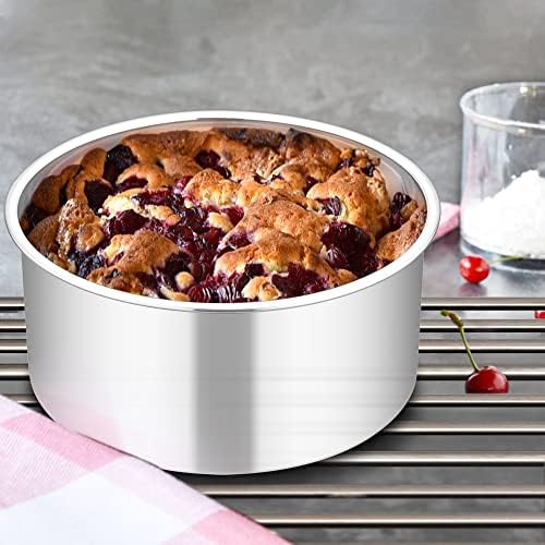 TeamFar 6 Inch Cake Pan, 6” x 3” Stainless Steel Round Baking Pan Set of 4