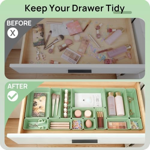 Vtopmart 25 Pack Plastic Drawer Organizers with Anti-slip Rubber Pads