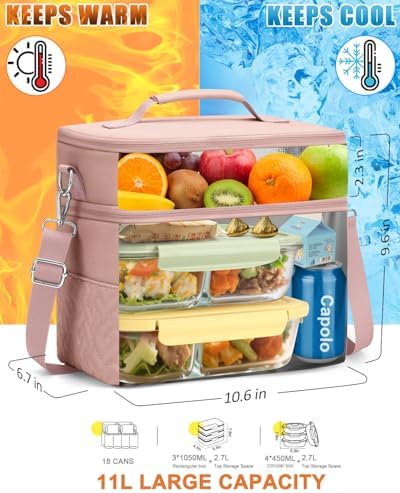 Capolo Lunch Bag for Women Men Insulated Lunch Tote Leakproof Lunchbox Bags