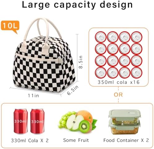Carry bloom Lunch Box for Women, Insulated Lunch Bag Cute Corduroy Lunchbag