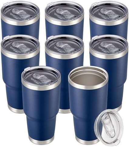 30 oz Tumbler with Lid Stainless Steel Tumblers Bulk, 8 Pack