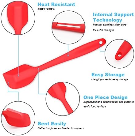 4-Piece Silicone Spatula Set with Stainless Steel Core, Small, Multicolor