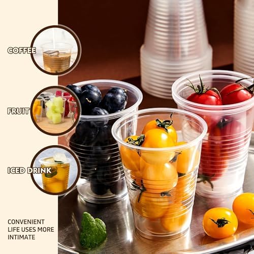 YEEHAW 12 oz Plastic Cups, 1000 Pack - Clear Disposable Drinking Water Cups for Cold Beverages, Ideal for Party