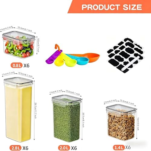 24pcs Airtight Containers, Clear Stackable Dry Food Storage
