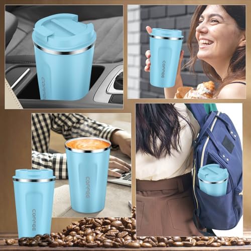 CS COSDDI 12 oz Coffee mug - Stainless Steel Coffee Cup with Leakproof Lid