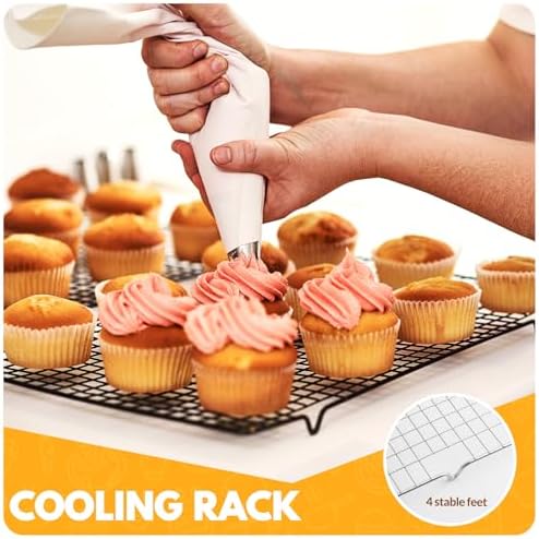 2 PCS Cooling Racks for Cooking and Baking, 15x10 Inches Stainless Steel Cooling Rack, Sheet Pan with Wire Rack for Baking Sheet, Bacon Rack Oven Safe Fits Jelly Roll Sheet Pan