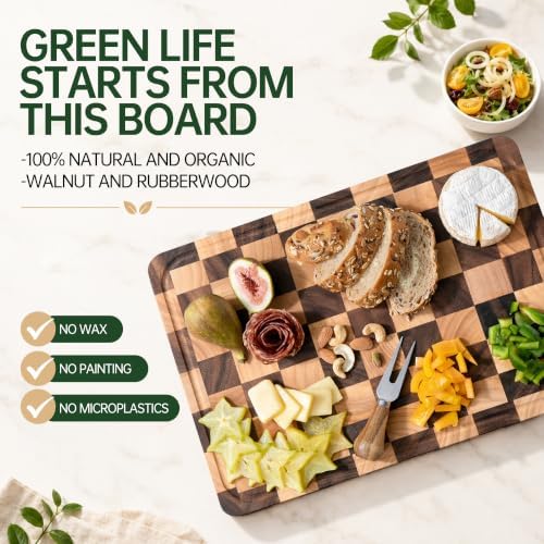 1.4" Checkered Cutting Boards for Kitchen, Thick Wood Butcher Block