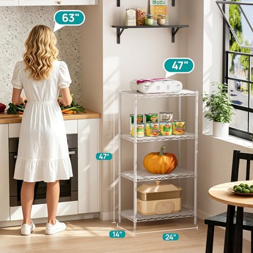 SINGAYE 4 Metal Shelves Wire Shelving Storage Shelf Adjustable Unit Pantry