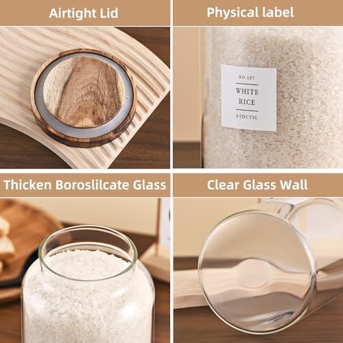 2 Pack Large Glass Storage Jars with Airtight Bamboo Lids, 95 FL OZ/2800 ml, Perfect for Kitchen Counter & Pantry Storage – Ideal for Flour, Sugar, Coffee, Rice, Nuts and More，