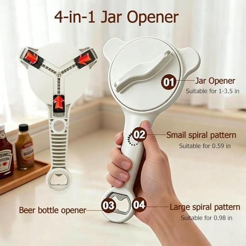 4-in-1 Jar Opener, Ruydiwale Adjustable Jar Opener for Seniors