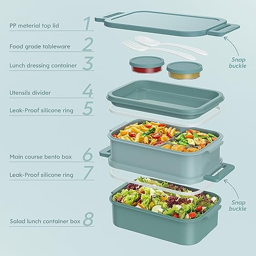 Jelife Bento Box Adult Lunch Box, 72oz Stackable Bento Lunch Box for Adults