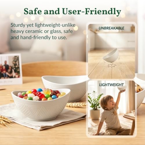 Homienly Small Bowls Set Wheat Straw Bowls 10 oz Small Serving Bowls for Ice Cream, Dessert, Snack, Appetizer, Candy, Unbreakable Microwave and DIshwasher Mini Bowls for Party, Picnic (6 PCS White)