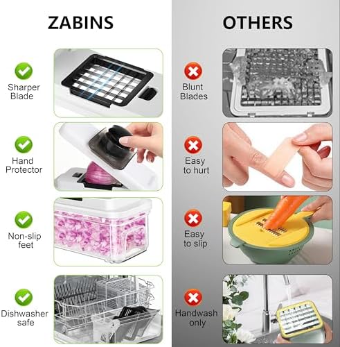 Vegetable Chopper, Professional Food Chopper &Onion Chopper, Veggie Cutter for Salad with 7 Blades and 900mL Container, Kitchen Gadgets & Gift, Home Essentials