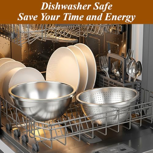 Colander Stainless Steel 3 QT with Bowls, Strainer for Kitchen