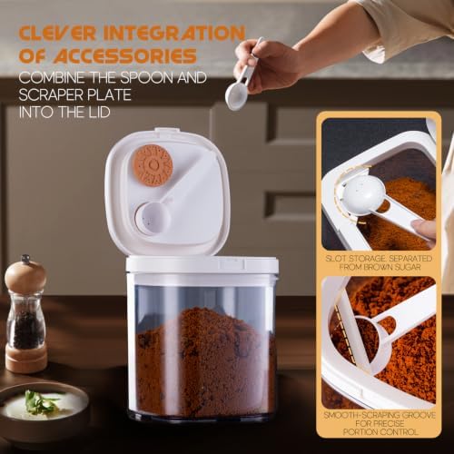 LivLab Mker Airtight Brown Sugar Container with Magnetic Spoon & Keeper
