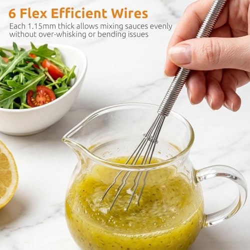 U-Taste Small Mini Whisks for Cooking, 18/8 Stainless Steel 7" Wisking Tool