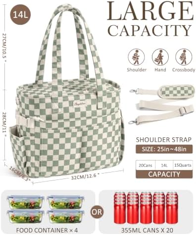 Bagstellar Corduroy Lunch Box for Women Insulated Lunch Bag Cooler Tote Bag