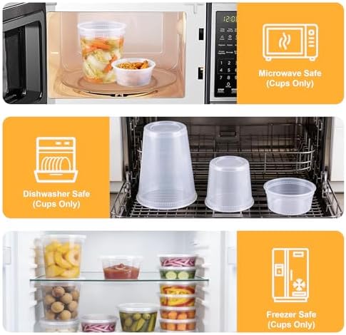 BYSNOW 60 Sets Deli Containers with Lids Plastic Food Storage Containers
