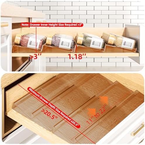 PanPanPal Spice Drawer Organizer, 2 Tier- 2 Pack Drawer Seasoning Organizer
