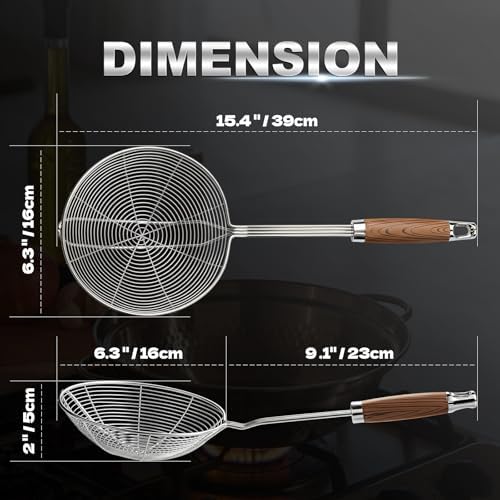 IQCWOOD Spider Strainer Skimmer Spoon Stainless Steel, 6.3"