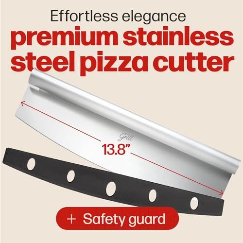 Hans Grill Pizza Cutter Rocker Blade, 14 Inch Stainless Steel
