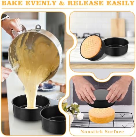 E-far 7 Inch Cake Pan, 3PCS Nonstick Stainless Steel Baking Cake Pans Tins