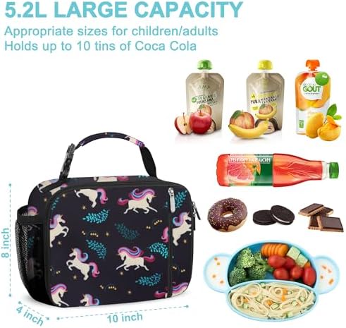 esouler Lunch Box Kids Insulated Lunch Bag for Boys & Girls Durable Children Lunchbox for School with Water Bottle Holder-Purple Unicorn